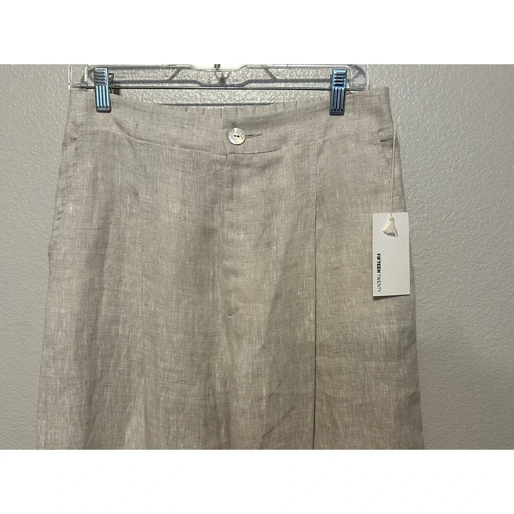 FIFTEEN TWENTY Women's Linen High‎ Rise Wide Leg Pants Size M Oatmeal NWT $234